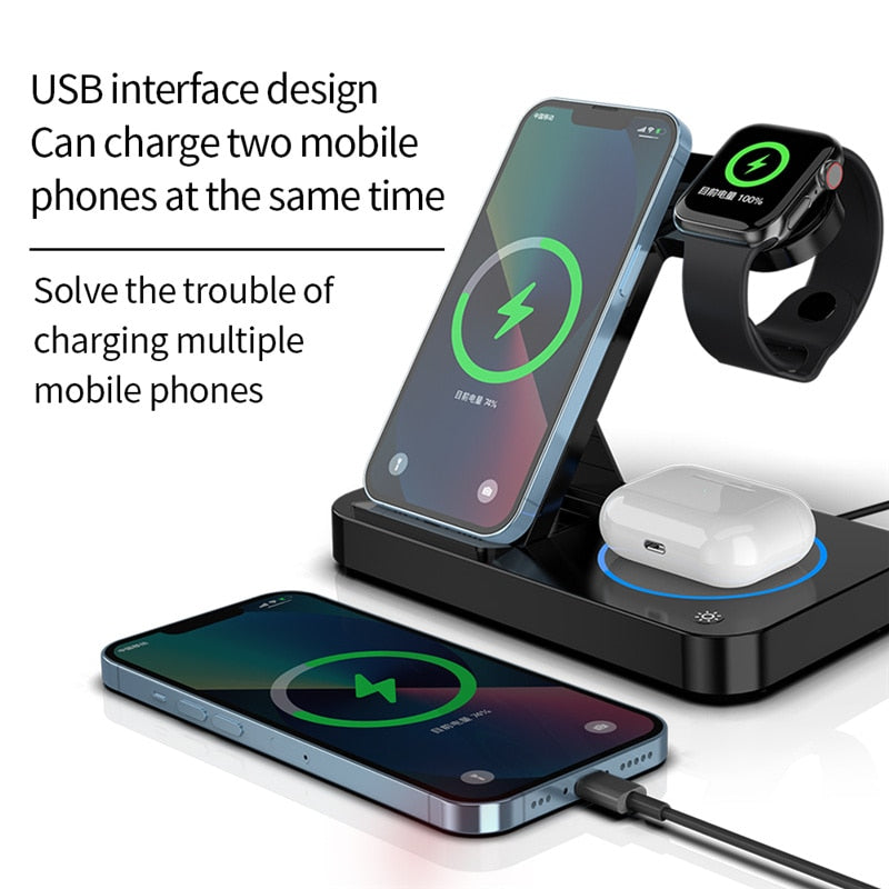 100W 4 in 1 Foldable Wireless Charging Station For iPhone 14 13Pro