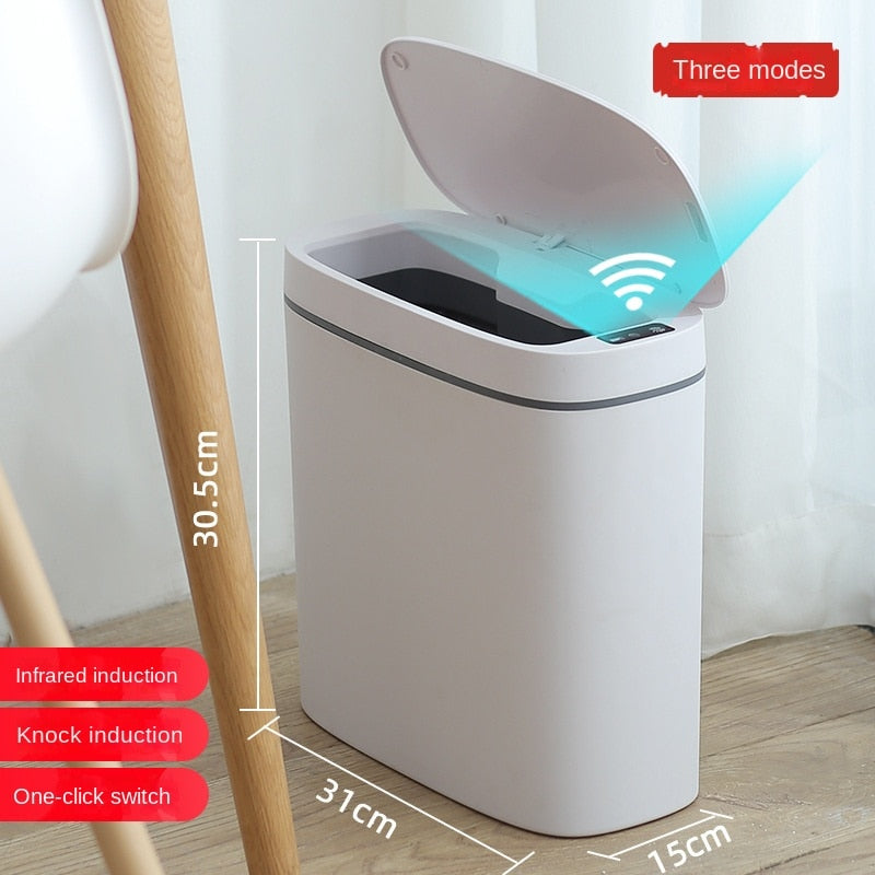 14l Smart Trash Can Usb Charging Automatic Waste Bin For Bathroom