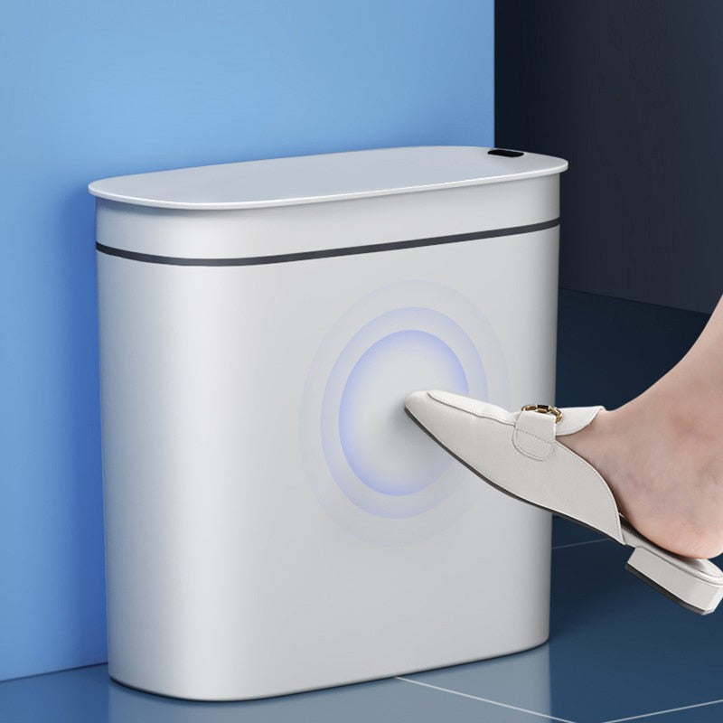 14l Smart Trash Can Usb Charging Automatic Waste Bin For Bathroom