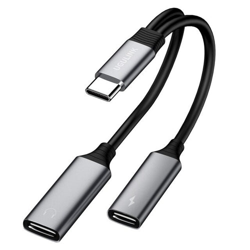 2 in 1 Type C to USB C Type C 10W 60W Fast Charging and 3.5mm Earphone