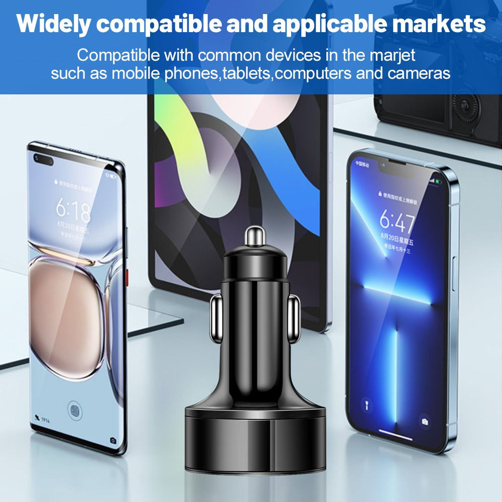 250W LED Car Charger 5 Ports Fast Charge PD QC3.0 USB C Car Phone