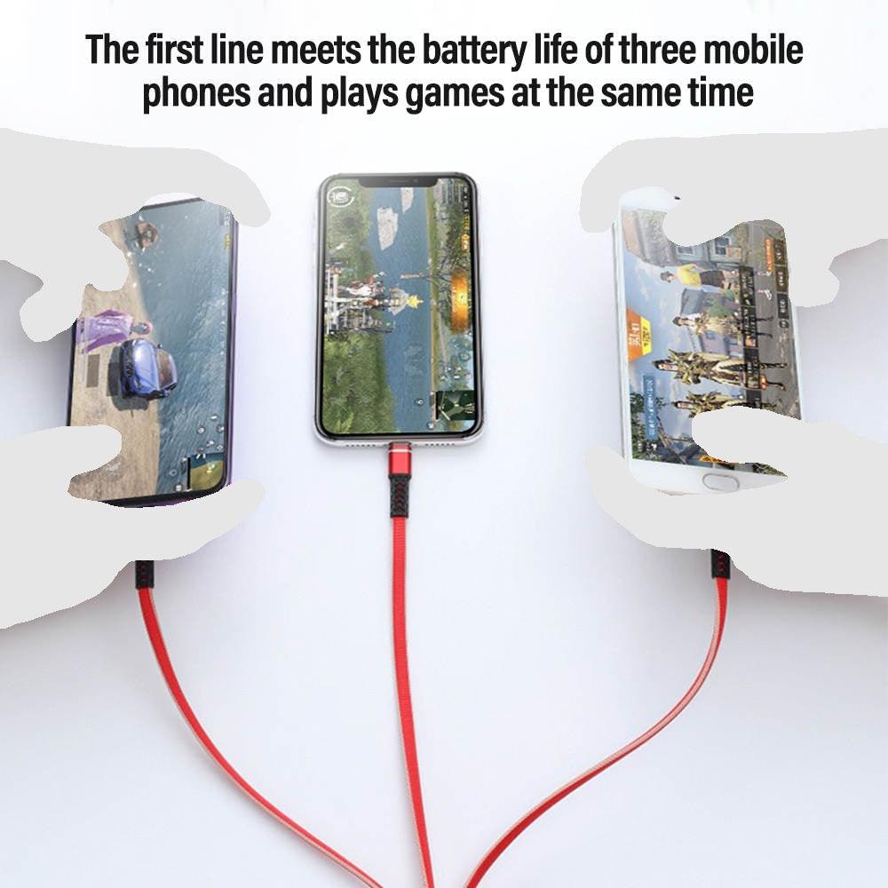 3 port LED Display Wall Charger and 3 in 1 Cable Bundle Gold