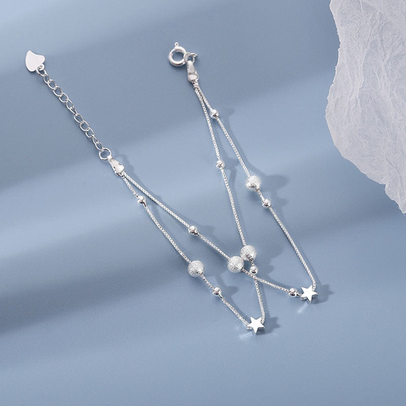 925 Sterling Silver Beautiful Stars Bracelets For Women Korean Fashion