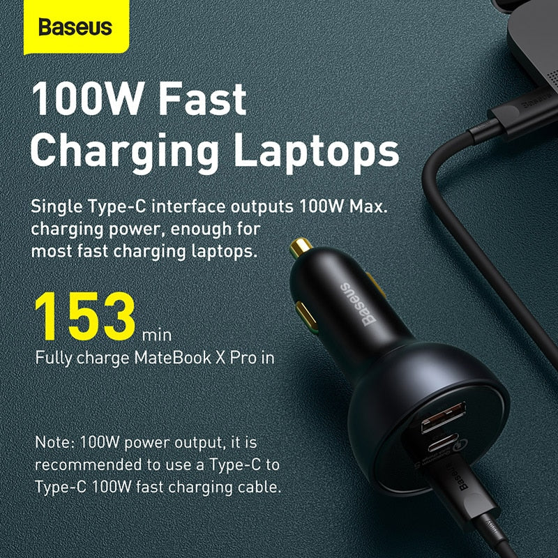 Baseus 160W Car Charger QC 5.0 Fast Charging For iPhone 13 12 Pro