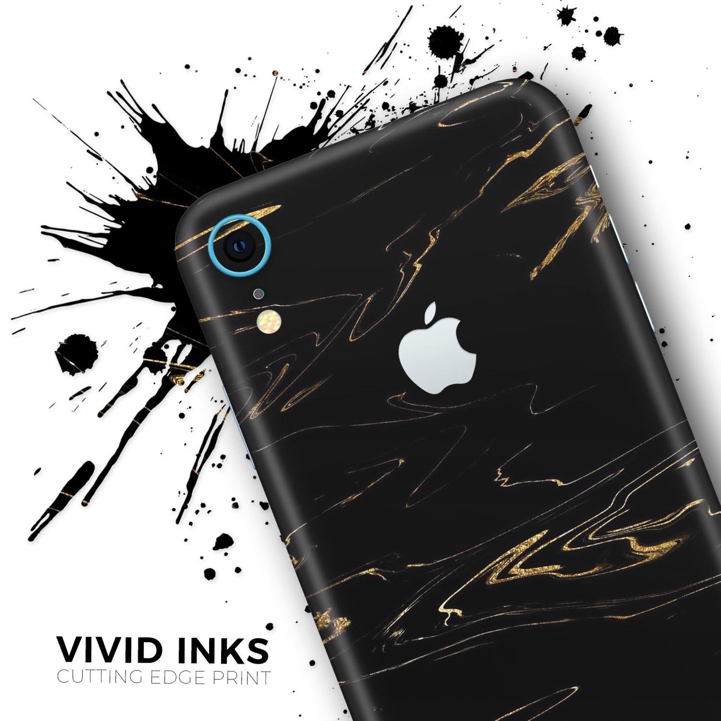 Black & Gold Marble Swirl V10 - Skin-Kit for the Apple iPhone XR, XS
