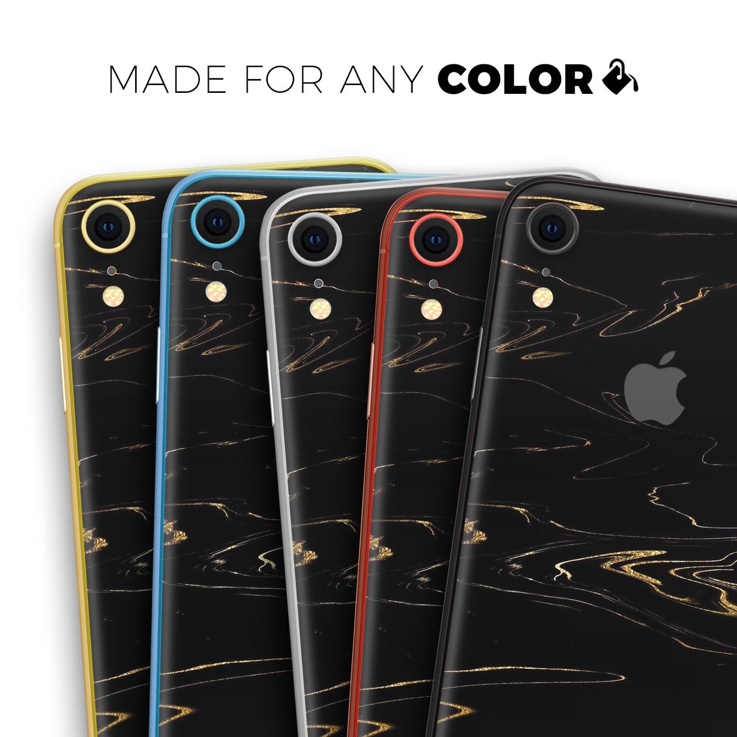 Black & Gold Marble Swirl V10 - Skin-Kit for the Apple iPhone XR, XS