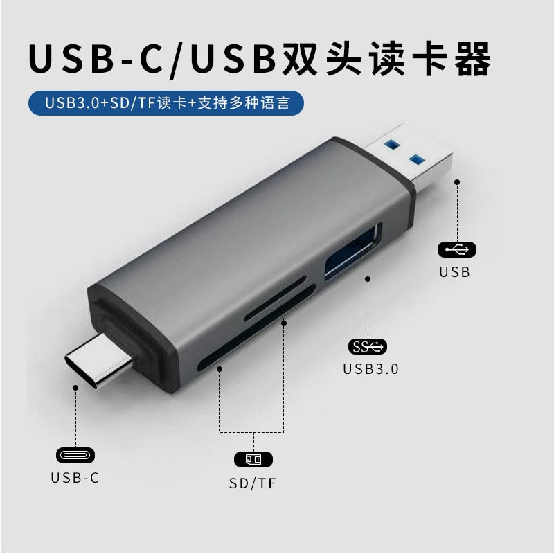 Card Reader Type C USB3.0 to SD Micro SD TF Memory Card Device Smart