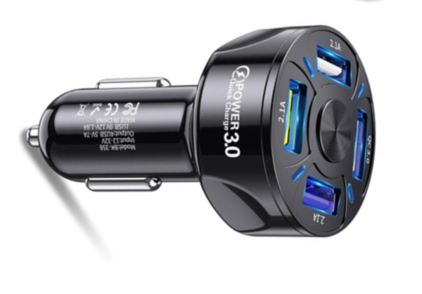 PBG 4 Port LED Car Charger and 6FT Charger Compatible for Iphone Cable