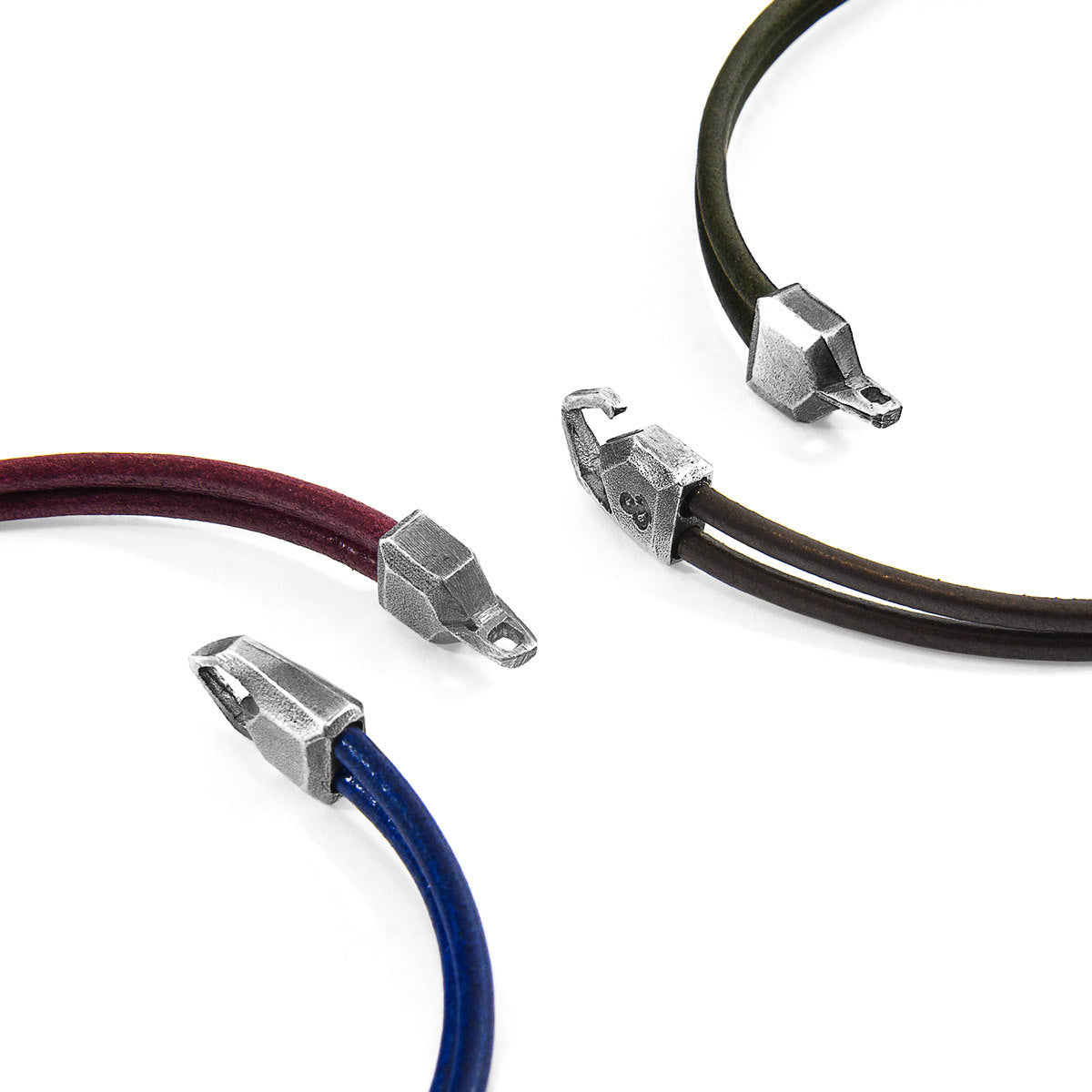 Bordeaux Red Cromer Silver & Leather Bracelet