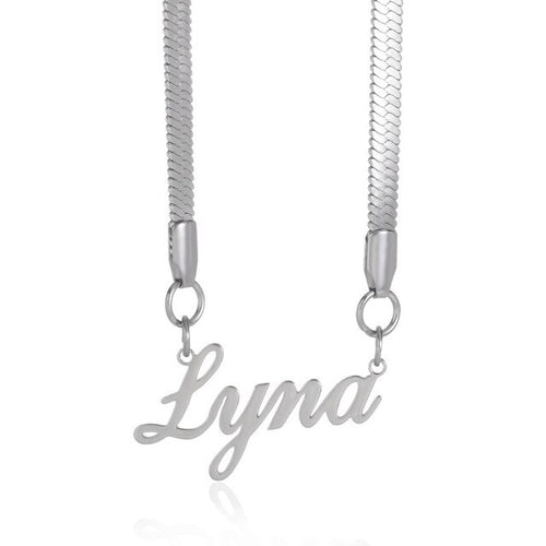 Custom Logo Name 16"18"Flat Snake chain Stainless steel Nacklace 18K