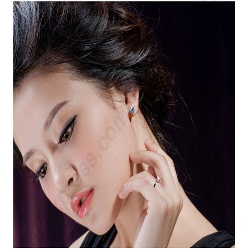 Elegant Classic Real 925 Sterling Silver Finger Rings Jewelry Crystal