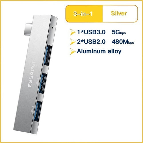 Essager 3 in 1 USB C HUB High Speed 3 Ports Type C to USB 3.0 Multi