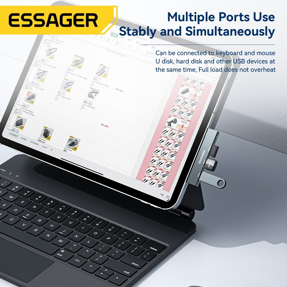Essager 3 in 1 USB C HUB High Speed 3 Ports Type C to USB 3.0 Multi