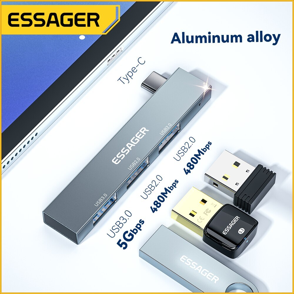 Essager 3 in 1 USB C HUB High Speed 3 Ports Type C to USB 3.0 Multi