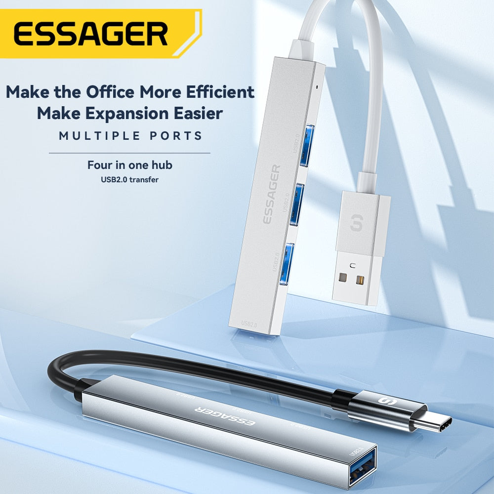 Essager 4 In 1 Usb C Cable Hub Usb 2.0 High Speed Splitter Type C Hub