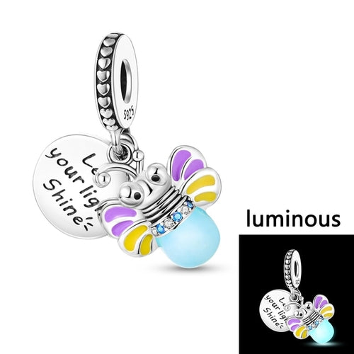 Fit Original Pandora Bracelet Beads Charms Luminous 925 Silver Charm