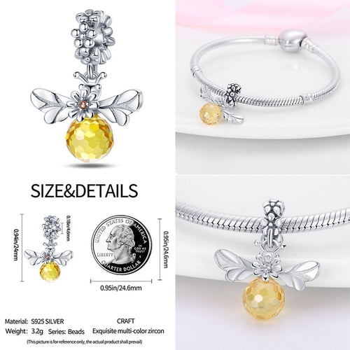 Fit Original Pandora Bracelet Beads Charms Luminous 925 Silver Charm