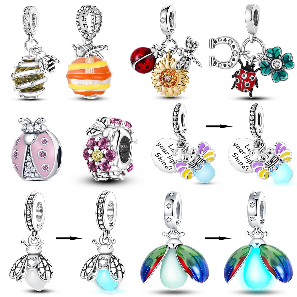 Fit Original Pandora Bracelet Beads Charms Luminous 925 Silver Charm