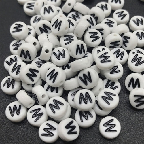 New 100pcs 7mm Letter Beads Oval Shape Acrylic Spacer Loose Beads For