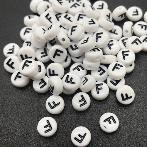 New 100pcs 7mm Letter Beads Oval Shape Acrylic Spacer Loose Beads For