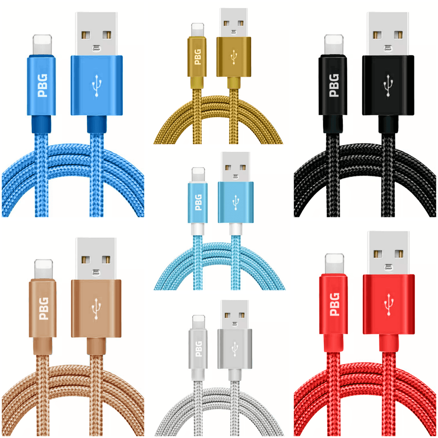 PBG XL 10FT Charger Compatible for Iphone Cable's Nylon Woven
