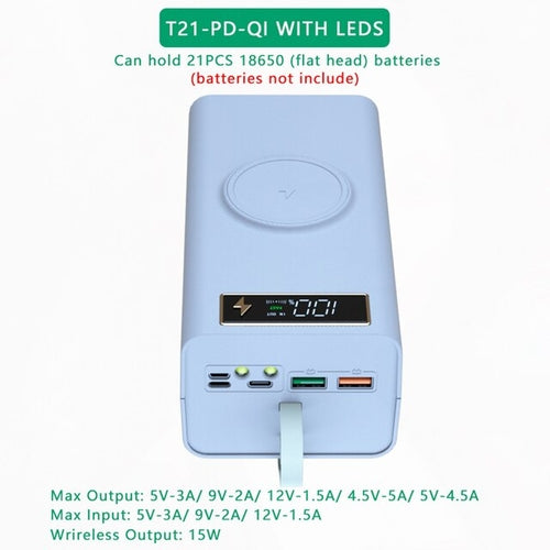 Power Bank Shell 18650 Batteries charging case 15W PD3.0 QC4.0
