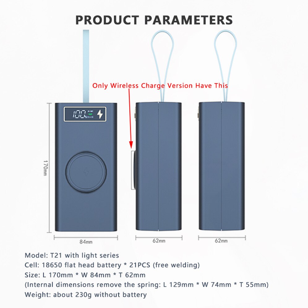 Power Bank Shell 18650 Batteries charging case 15W PD3.0 QC4.0