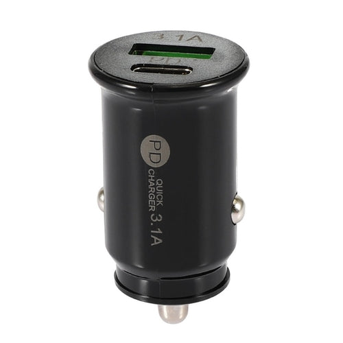 Qc3.0 Car Charger Fast Charging White Black Dual Port Mini Car Phone
