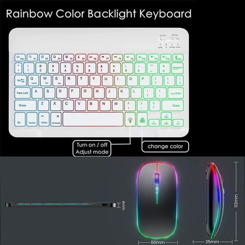 Rechargeable Wireless Bluetooth Keyboard And Mouse Combo For Ipad 9 /