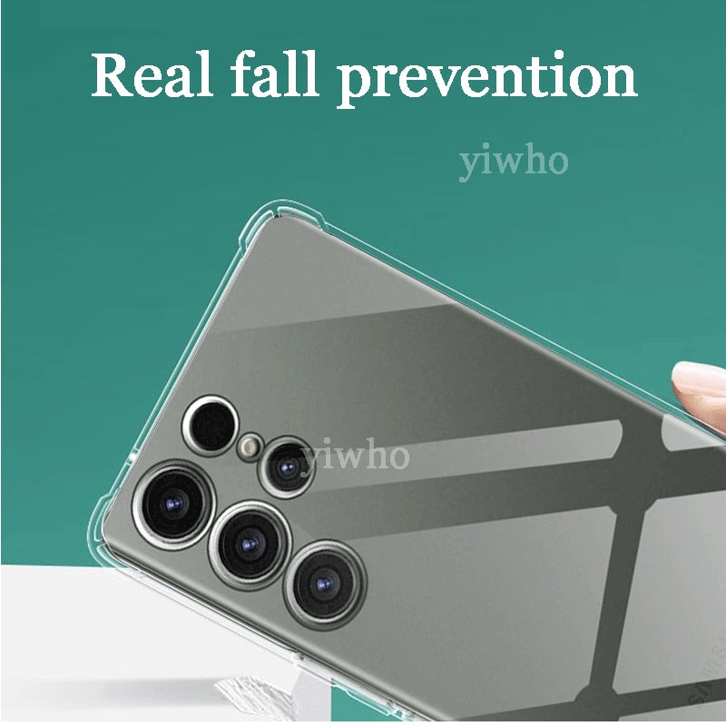 Shockproof Clear Silicone Soft Back Case For Samsung S23 S22 S21 Ultra
