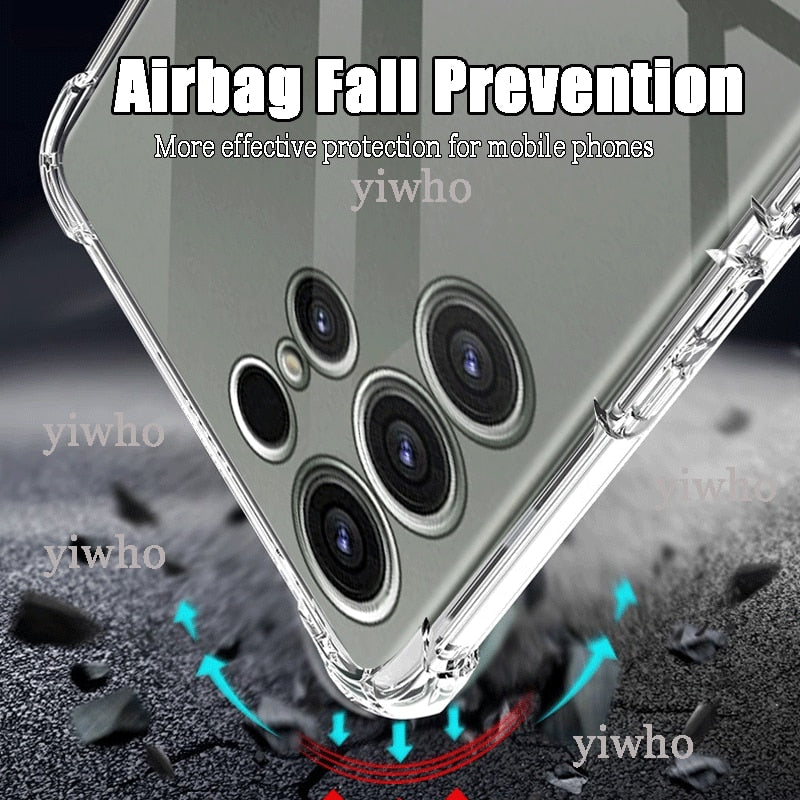 Shockproof Clear Silicone Soft Back Case For Samsung S23 S22 S21 Ultra