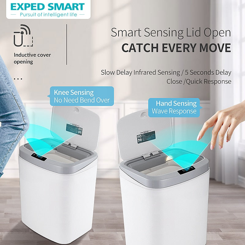 9-16l Smart Sensor Trash Can Infrared Kick Electric Open Large