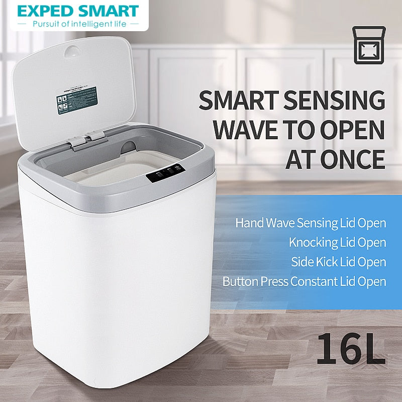 9-16l Smart Sensor Trash Can Infrared Kick Electric Open Large