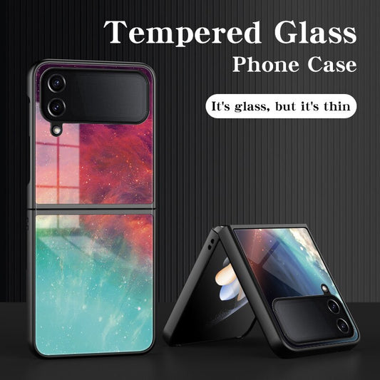 Starry Grain Glass Case For Samsung Galaxy Z Flip4 Case Soft Silicone