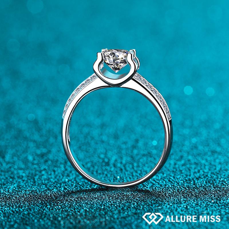 Sterling Silver Moissanite Wedding Ring GRA Certified Rings for Women