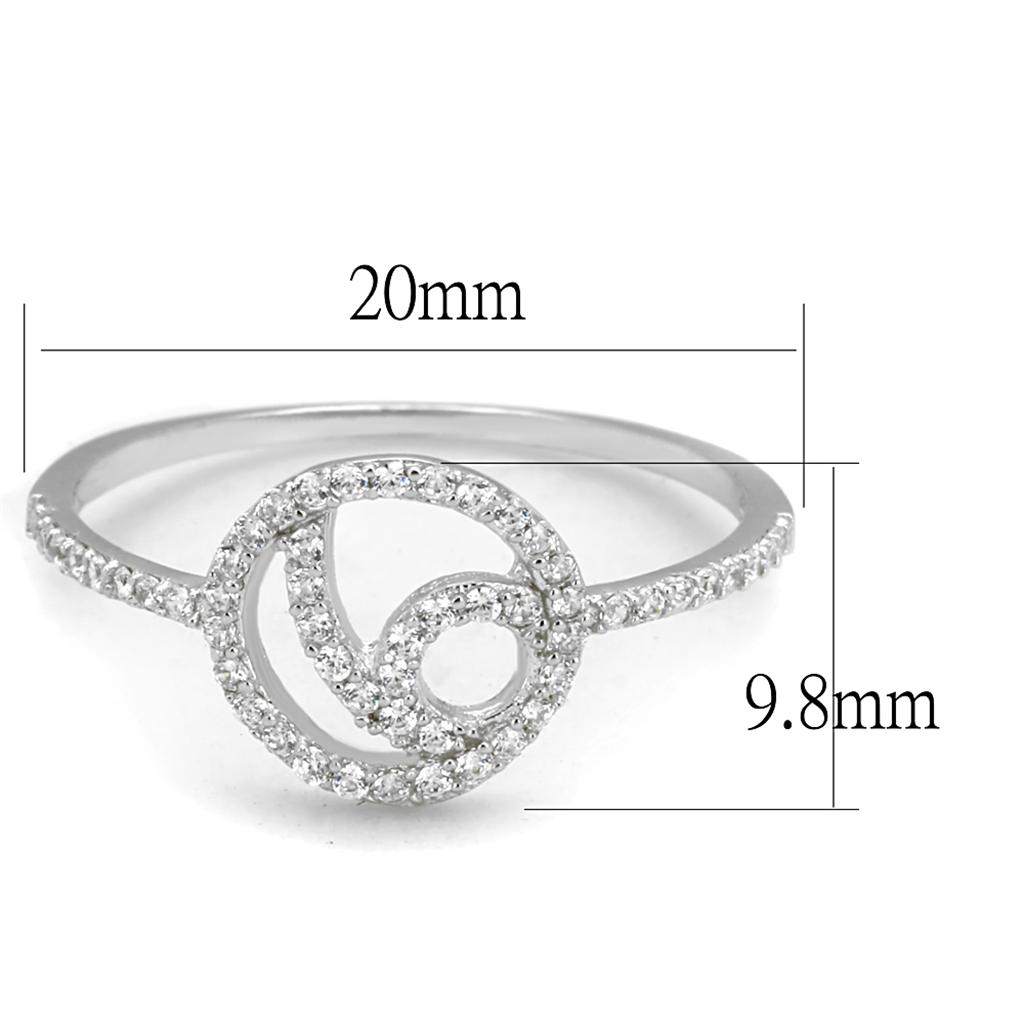 TS519 - Rhodium 925 Sterling Silver Ring with AAA Grade CZ in Clear