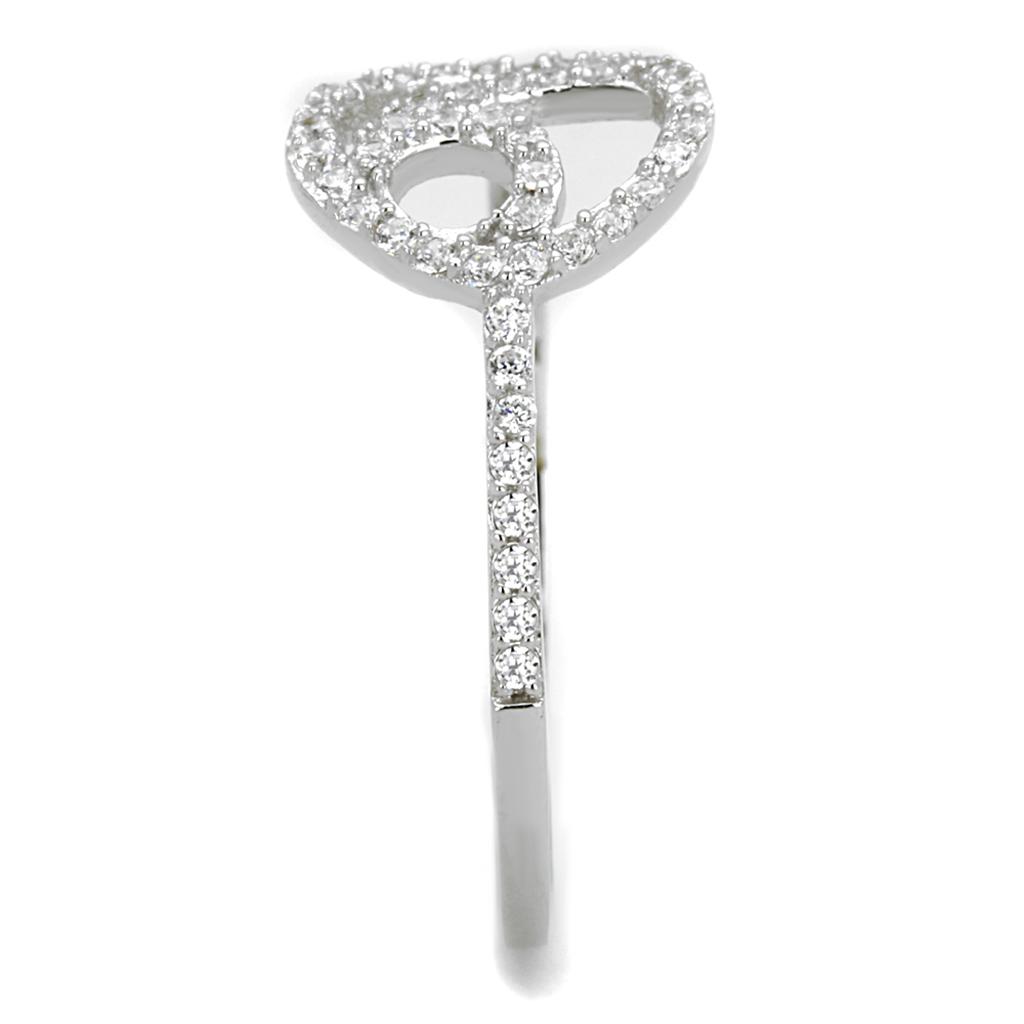 TS519 - Rhodium 925 Sterling Silver Ring with AAA Grade CZ in Clear