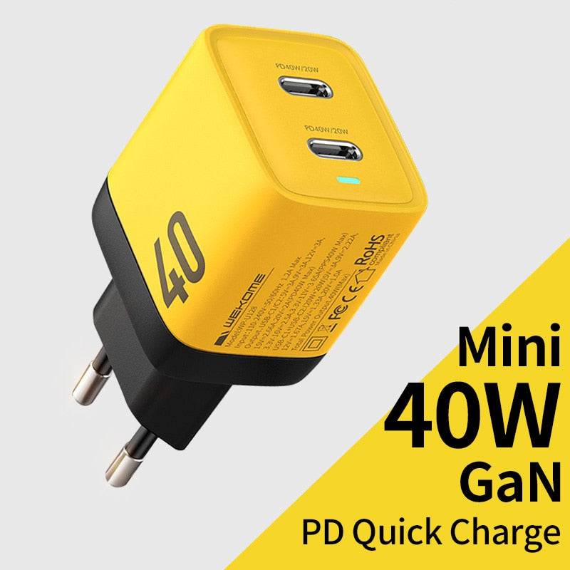 Wekome 40w Gan Phone Usb C Chargers Quick Charge Qc4.0+ 4.0 3.0 Pd3.0