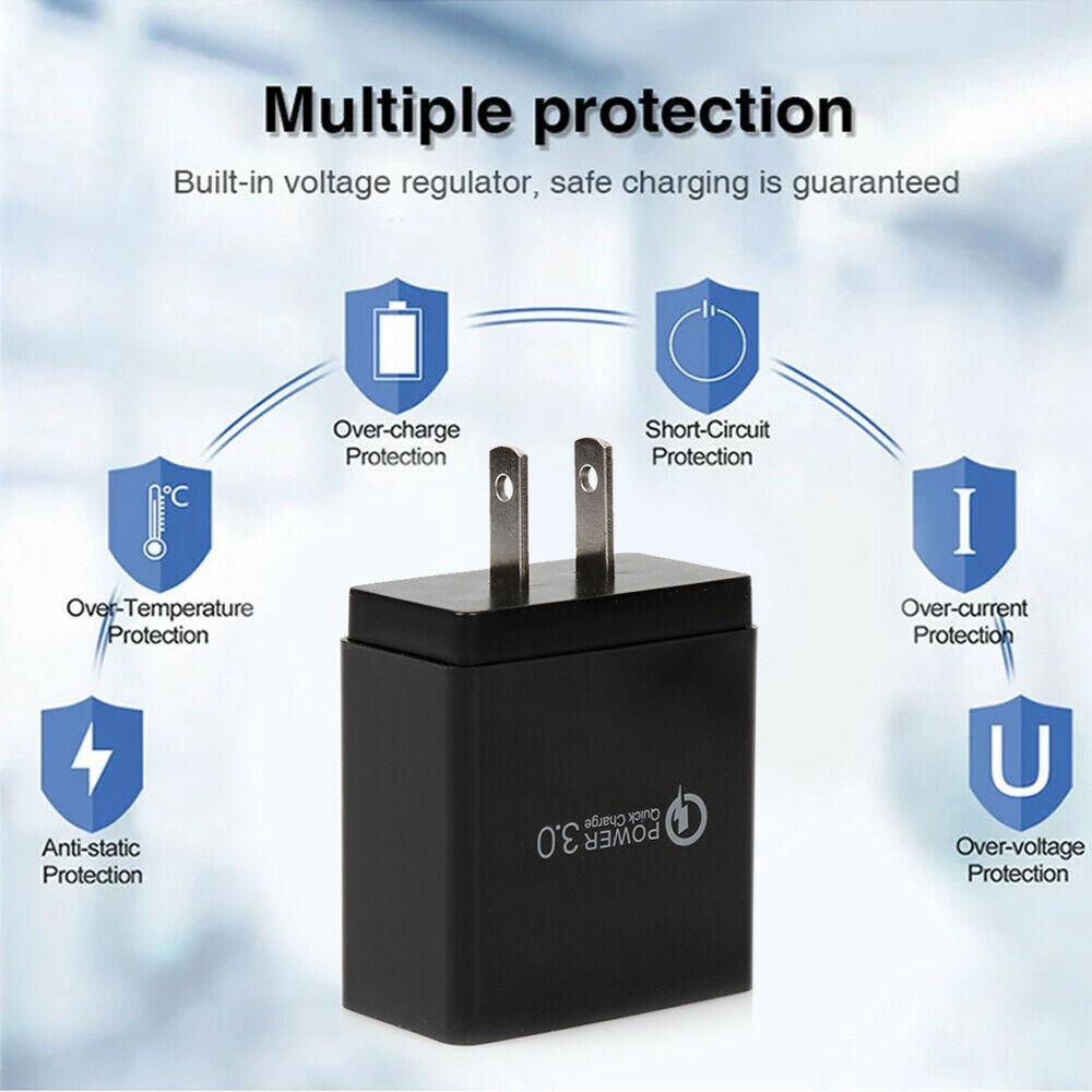 3 port LED Display High Speed Wall Charger White + 3 in 1 Cable Combo