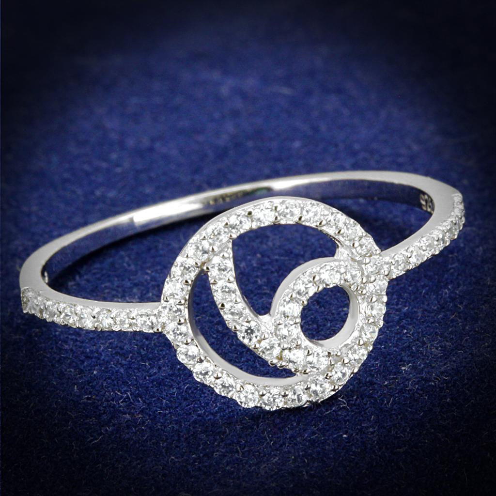 TS519 - Rhodium 925 Sterling Silver Ring with AAA Grade CZ in Clear