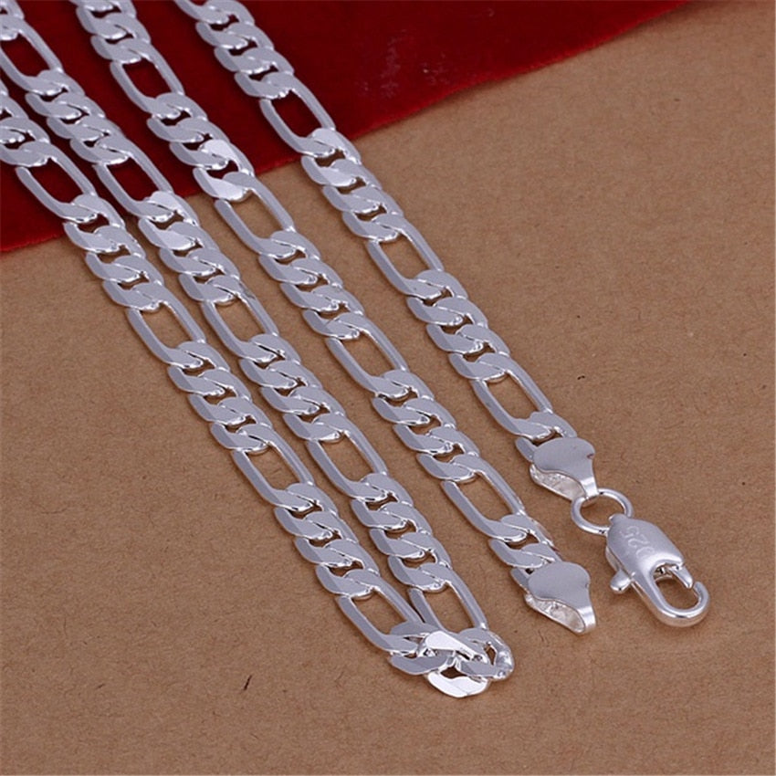 Wholesale High Quality Mens 6mm Flat Chain 925 Sterling Silver