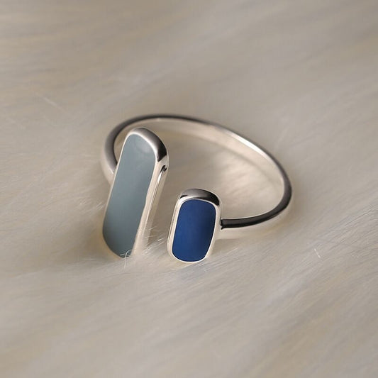 925 Sterling Silver Blue Stone Ring Drop | Silver Ring Blue Stone