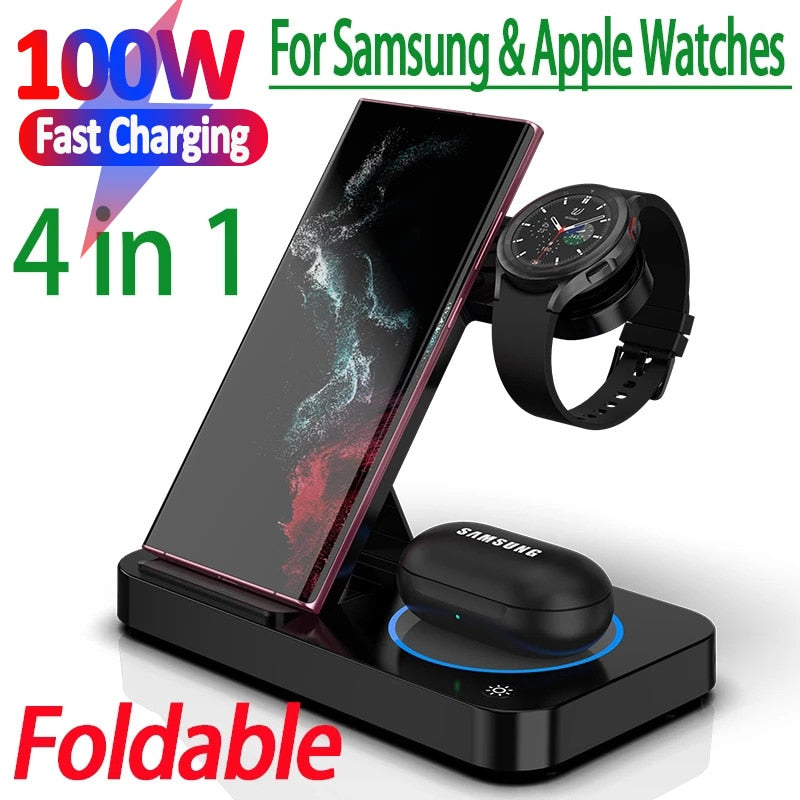 100W 4 in 1 Foldable Wireless Charging Station For iPhone 14 13Pro