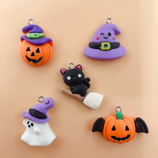 10pcs All Saints' Day Pumpkin Animal Cat Charms Pendant For Earring