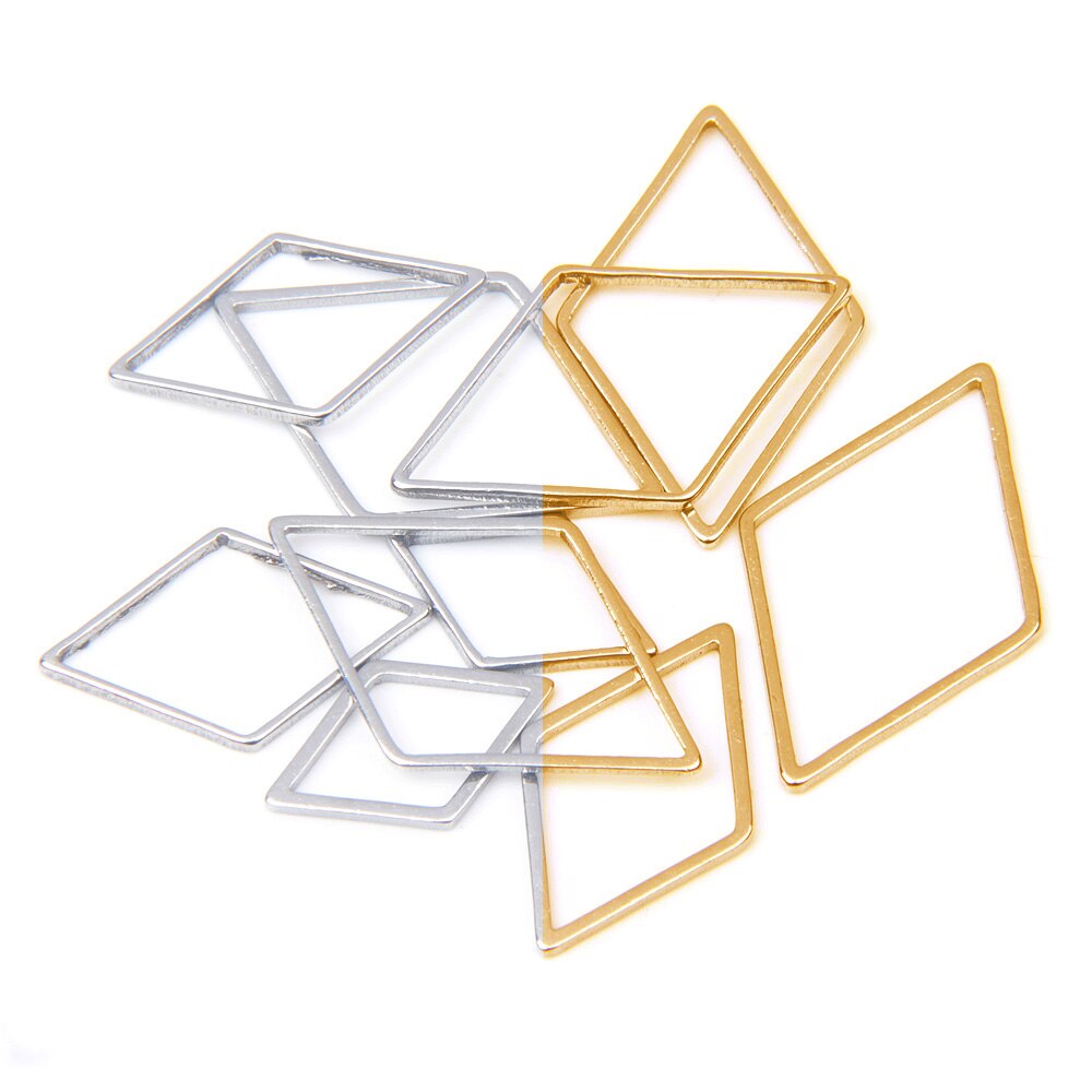 10pcs Stainless Steel Rhombus Charms for Bracelet Connector Necklace