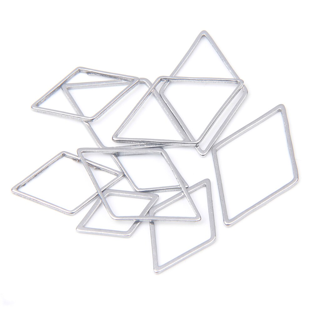 10pcs Stainless Steel Rhombus Charms for Bracelet Connector Necklace