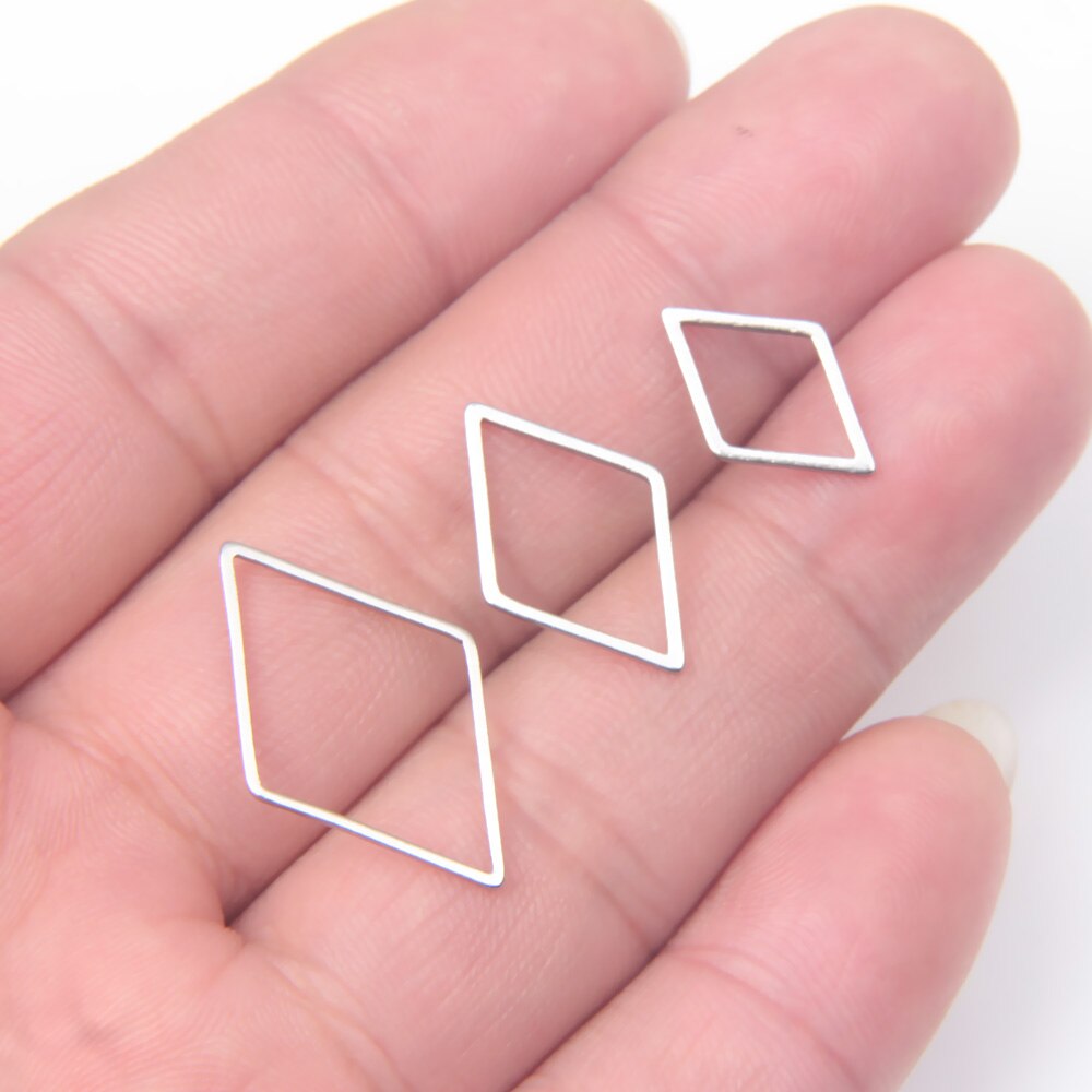 10pcs Stainless Steel Rhombus Charms for Bracelet Connector Necklace