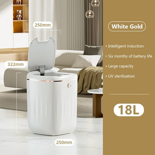 18L Automatic Sensor Trash Can With UV Light Rechargeable Smart
