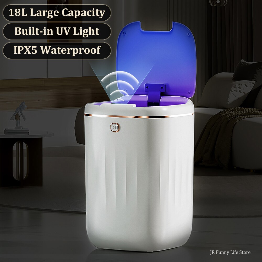 18L Automatic Sensor Trash Can With UV Light Rechargeable Smart