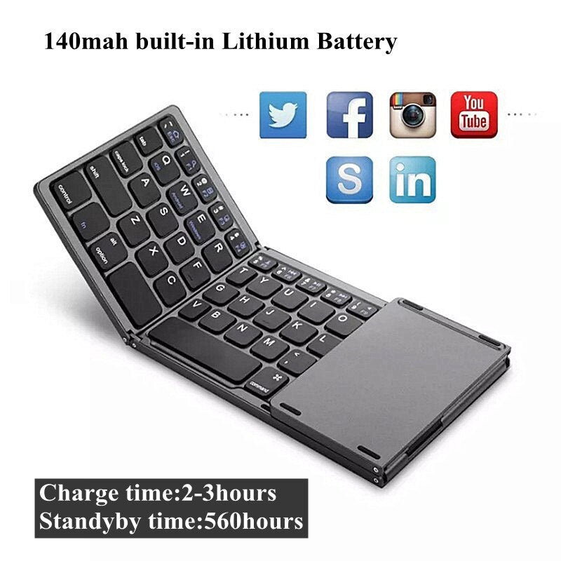 Folding Bluetooth Keyboard Touchpad | Folding Keyboard Mobile Phone -